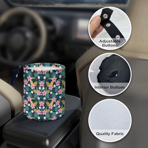 Image of Hibiscus Florals Montsera Deliciosa Car Trash Storage Box Multifunctional Garbage Bags for Car, Office, Home, Travel Camping Accessories, Keep Tidy