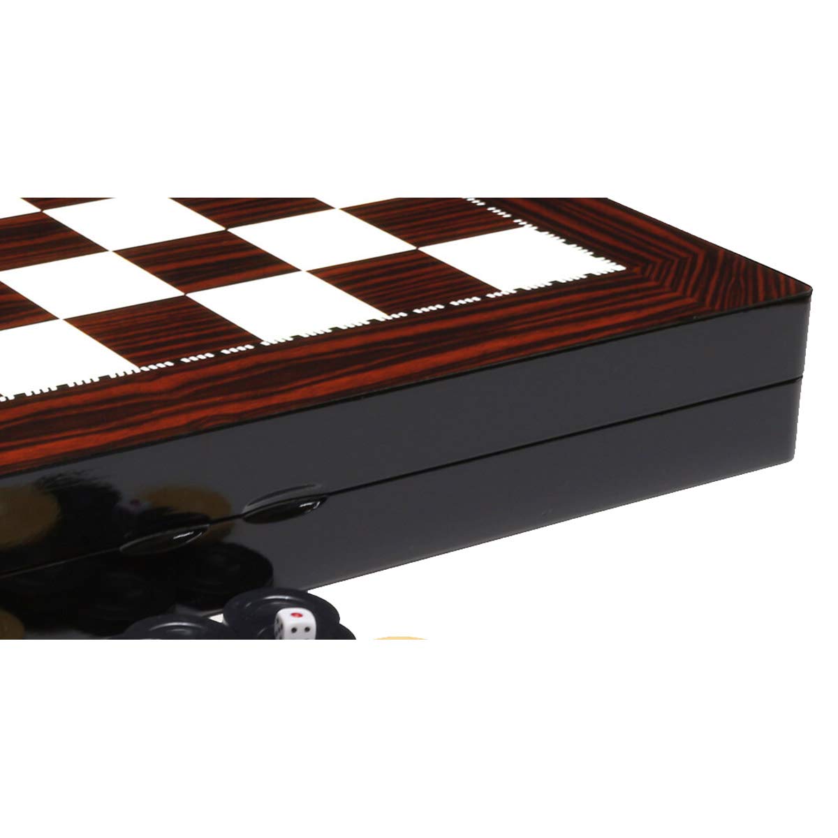 PrimoLiving Juego de Backgammon de Madera Deluxe Porto - 25.5 x 26.4 cm - Incluye Tablero de ajedrez