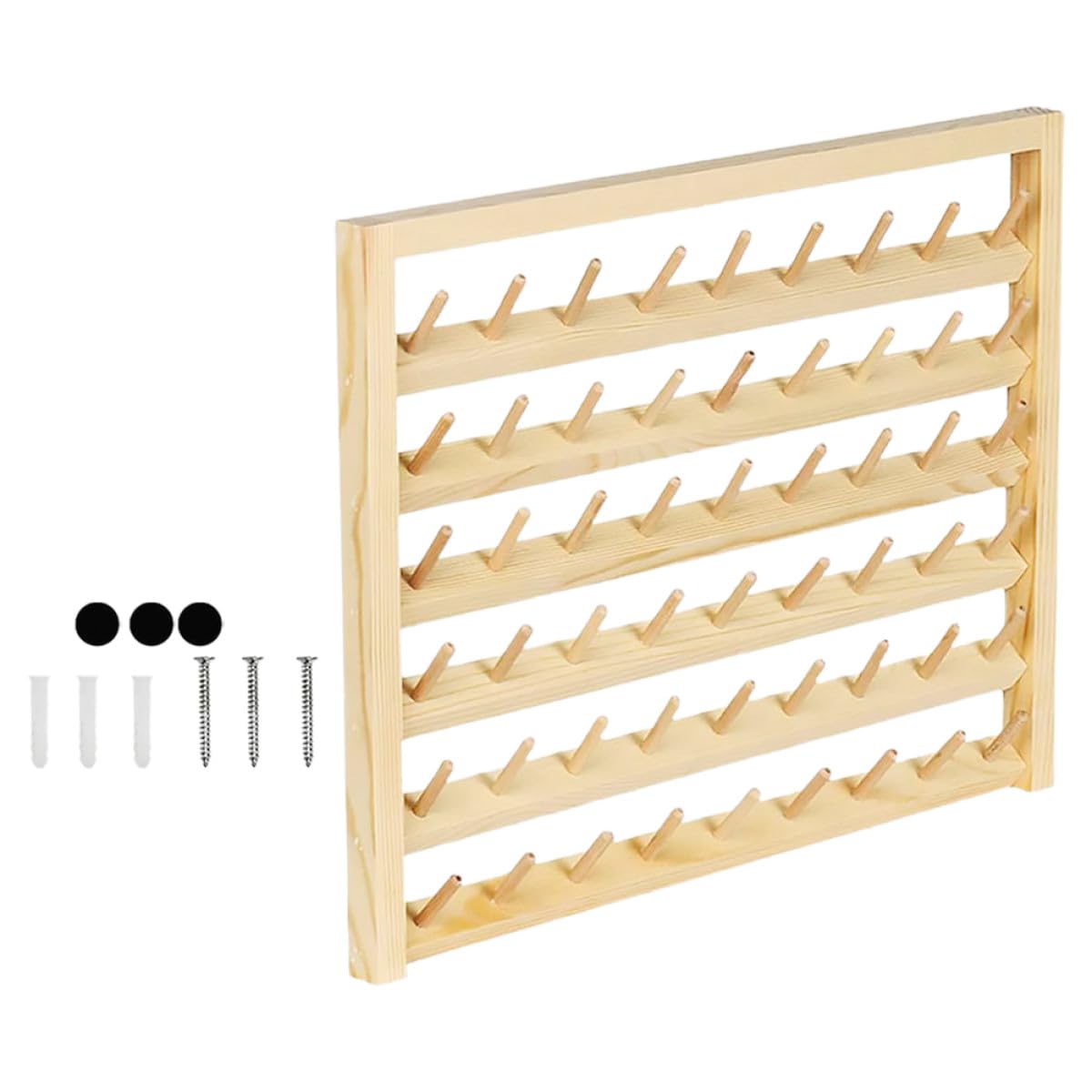 Porta Rocchetti da Parete in Legno per Cucito 54 Posti, Organizer per Filati Facile da Usare, per Artigianato e Ricamo a Casa
