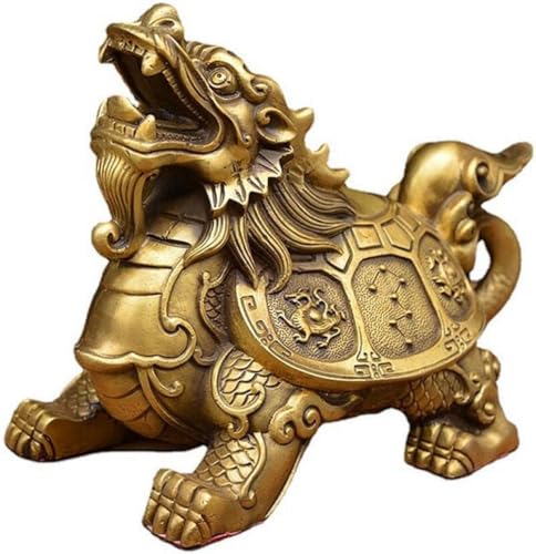 AOBOPO真鍮製龍亀置物 風水瑞獣玄武銅彫刻 開運金運アップ運気祈願お守り 玄関装飾オブジェ 住宅用風水グッズ 贈り物に最適な龍の彫像飾り物