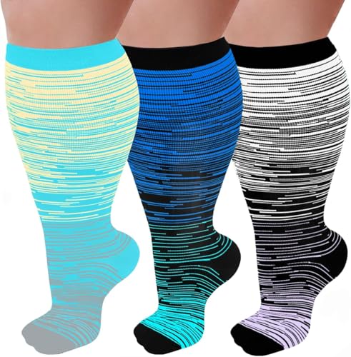 Image of Compression Socks for Women &Men Wide Calf, Plus Size 15-20 mmhg,Knee High,compression stockings