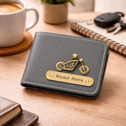 Image of SCPmarts Premium Customized Wallet for Men with Name & Charm - Stylish Personalized Wallet with Multiple Card Slots & Durable Finish - Ideal Gift for Birthday, Anniversary (Grey)