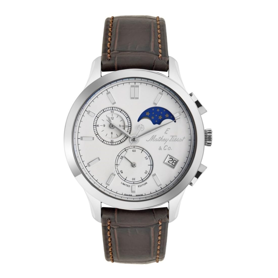 Mathey-Tissot Stainless Steel Edmond G10 Chronograph Quartz White Dial Men Watch- H1886Rchai, Brown Band (B0CQC7DCRX) Amazon Price History, Amazon Price Tracker