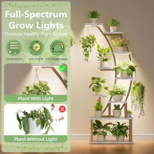 Image of 2 Pack Plant Stand Indoor with Grow Lights, 9 Tier Large Tall Plant Shelf