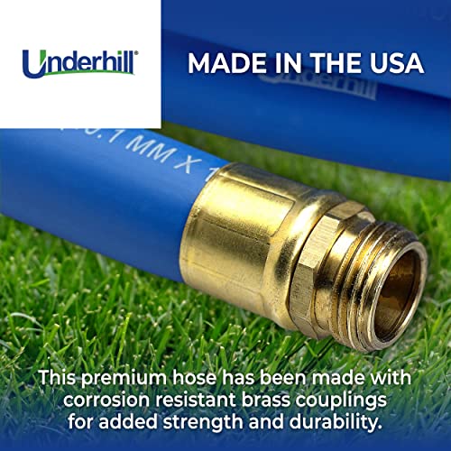 Underhill UltraMax Commercial Garden Water Hose, Lightweight, Heavy-Duty, Flexible, Anti-Kink, 1200 psi, H75-125B, ¾ Inch x 125 ft, Blue