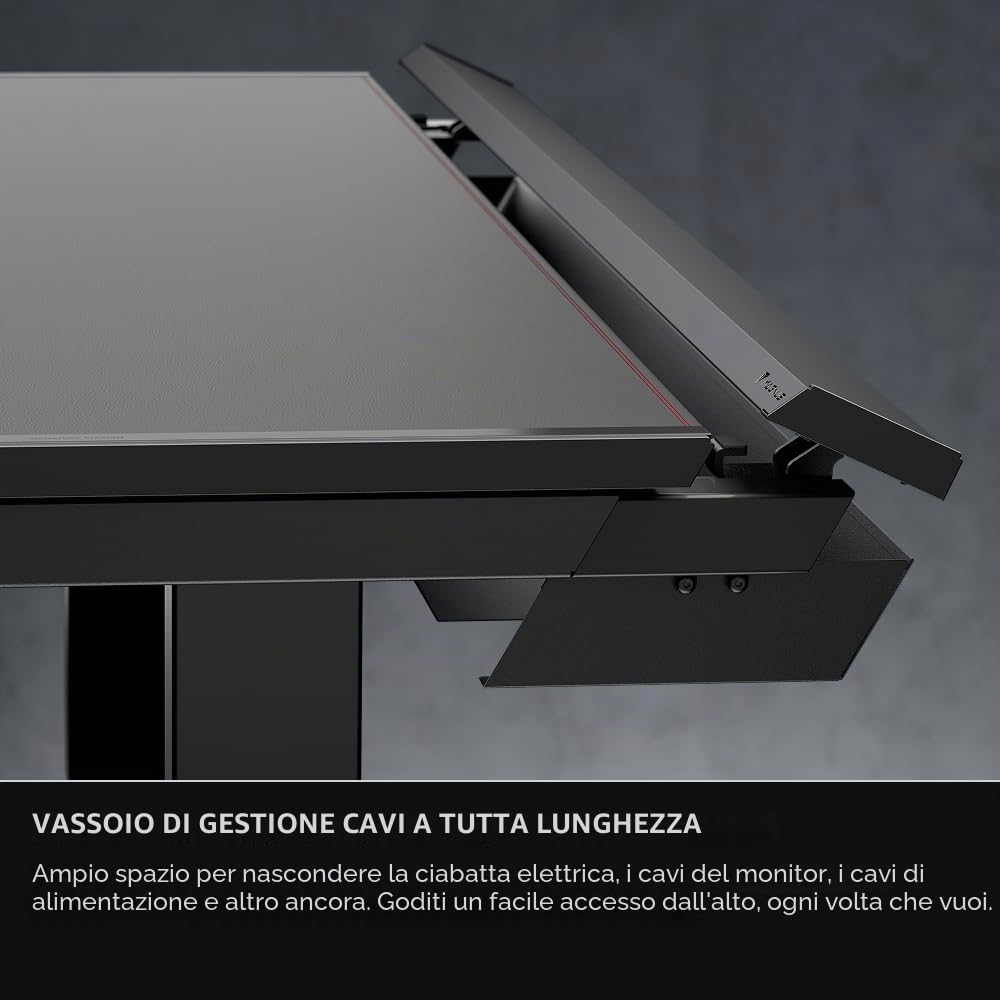 Secretlab MAGNUS Pro Scrivania Regolabile Elettrica, Similpelle Black | Scrivania ergonomica, Gestione magnetica dei cavi, Alimentazione integrata, Vassoio passacavi