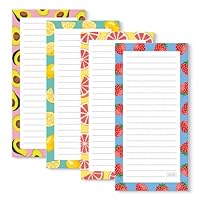 S&O Magnetic sheets for Refrigerator 4 Pack - Fun Fruity planner notes for Fridge Sets - Magnetic registry journals for cooler, sticky Notepads for freezer - 3.5\u201D x 7\u201D, 45 Pages