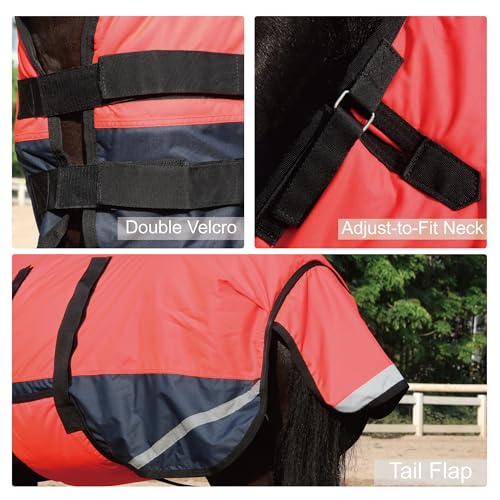 Foal/Mini Horse Size 30"-48" Waterproof & Breathable 300 Denier Winter Turnout Blanket with 150g Polyfill Fluorescencered Small - Image 3