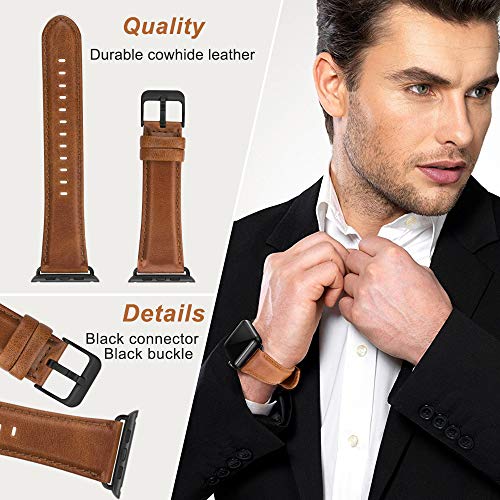 iBazal 44mm Leren Armband Vervanging Voor iwatch Armband Series 5 Series 4 44mm Leren Horlogeband Bands Armbanden… - Image 3