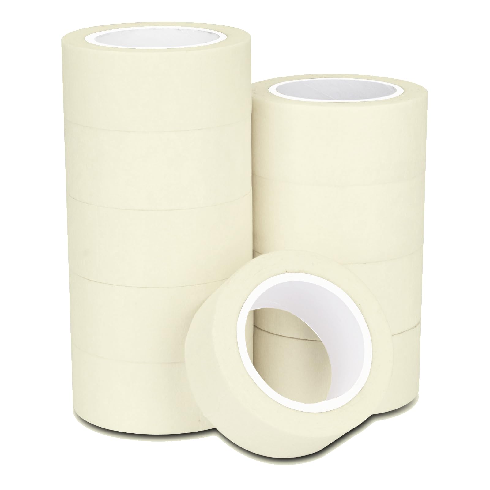 Haraqi 10pcs Beige 25mm Low Tack Painters Masking Tape for Painting Artists Decorating