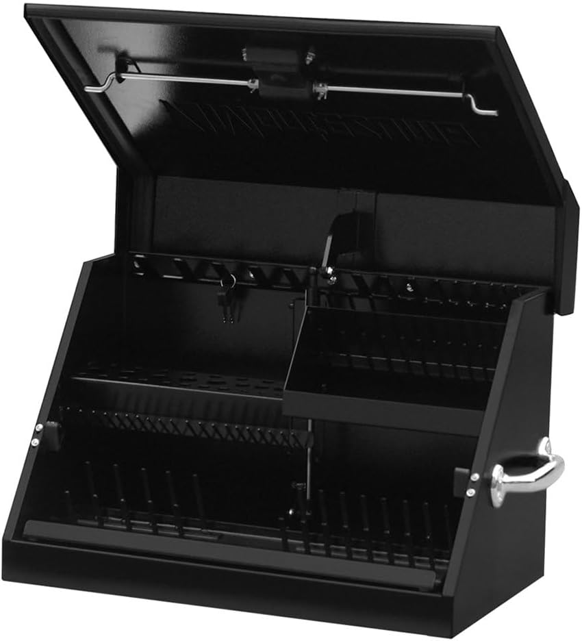 SM200B – 22.5-Inch Portable TRIANGLE Toolbox – Heavy-Duty Steel Construction – Metric and SAE Storage Chest – Weather-Resistant Toolbox – Lock and Latching System