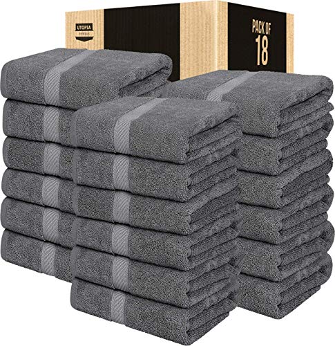 Utopia Towels - 18 Pack Bath Towel Set, 100% Ring Spun Cotton (60 x 120 CM) Medium Lightweight and Highly Absorbent Quick Drying Towels, Premium Towels for Hotel, Spa and Bathroom (Grey) option