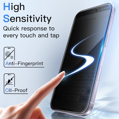 Image of JETech Privacy Screen Protector for iPhone 17 6.3-Inch with Camera Lens Protector, Anti-Spy Tempered Glass Film, Easy Installation Tool, 2-Pack Each