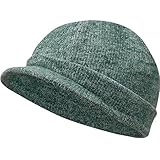 AIWOLU Winter Beanie Hat with Brim Men Women Warm Knit Cuff Beanie Cap Solid Unisex Knit Hat Ear Protection Soft Elasticity Daily