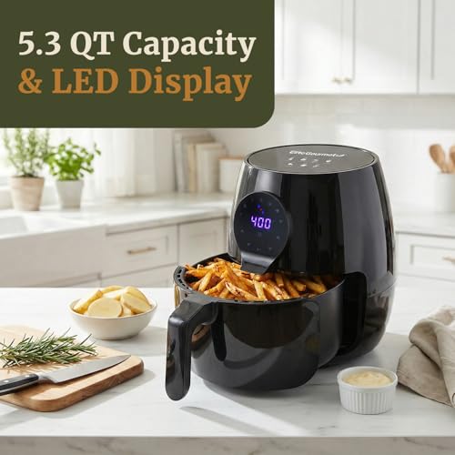 Image of Elite Gourmet EAF5317D 5.3Qt Air Fryer, PFOA /PTFE Free, 1350W, Black
