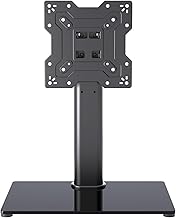 Universal TV Stand Base, Table Top TV Stand for 17-43 Inch LCD/LED TVs, Height Adjustable Monitor Mount Stand with Tempered Glass Base Holds up to 88lbs VESA 200x200mm, TS103
