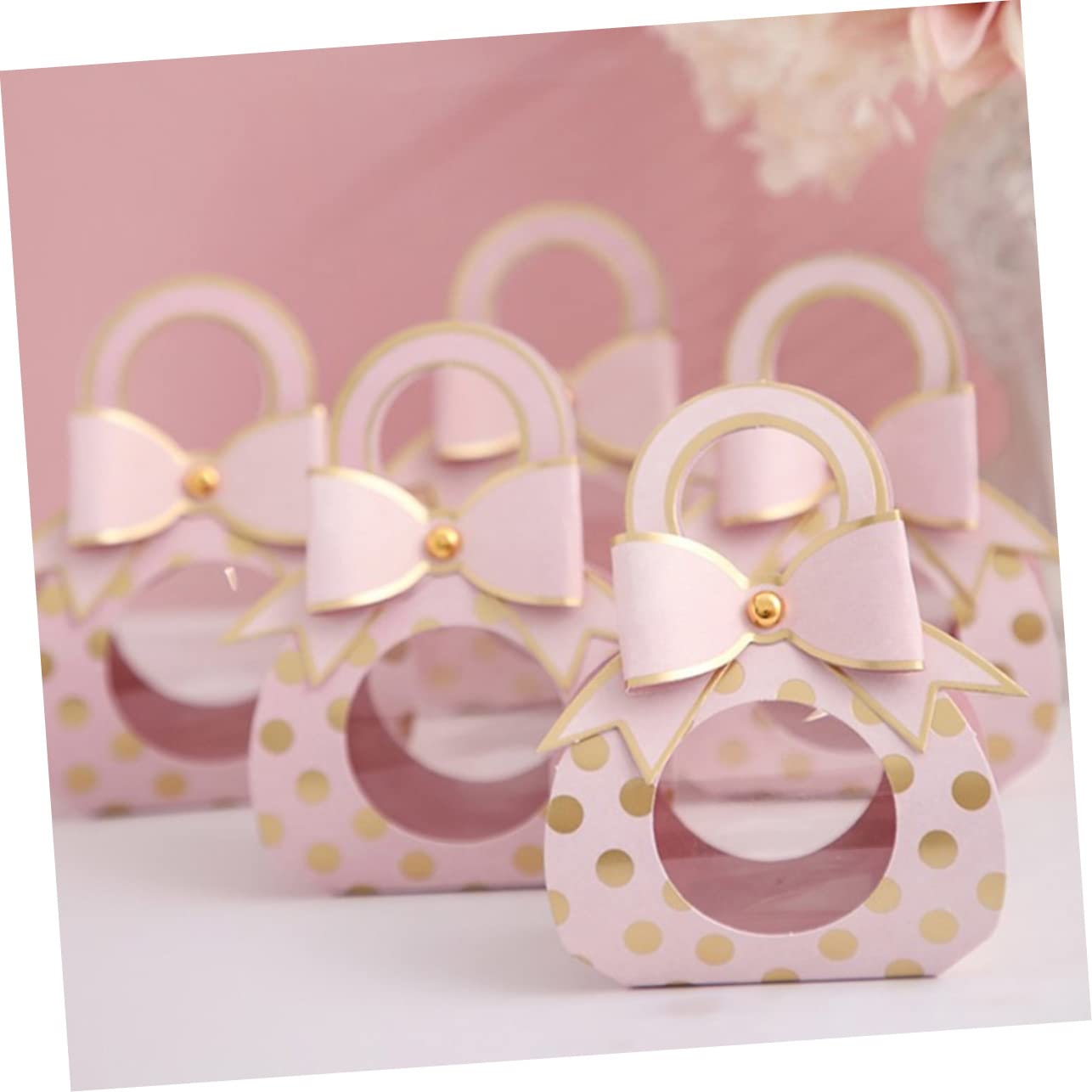 Scatole per Confetti Design Manico e Finestra Trasparente Rosa in Carta 50 Pezzi Matrimonio Facili da Trasportare per Banchetti e Feste per Ragazzo Ragazza