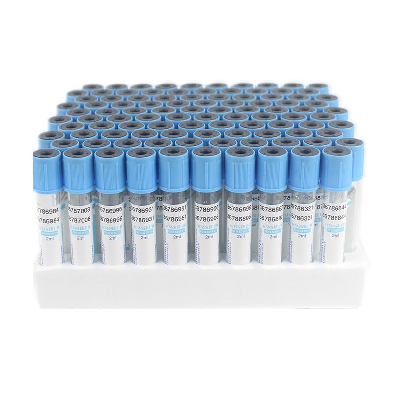 Tubo de recogida de sangre de citrato de sodio, 100 piezas desechables estériles de presión negativa para uso en laboratorio, parte superior azul, citrato de sodio 1:9