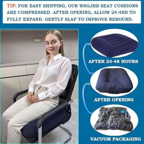 Image of WSGJHB Large Seat Cushion, Extra Thick Booster Seat Cushions Long Sitting | Office Chair Cushion Long Sitting Office Workers, Car Drivers, Relieves Back Pain, Breathable, Anti-Slip, 20x20x6 inchs