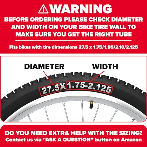 Ultraverse 27.5\" Bike Inner Tubes 27.5 x 1.75, 1.95, 2.10, 2.125 – Butyl Rubber Bicycle Tubes with Schrader Valve – Compatible with Mountain, Cruiser, City & E-Bikes – Set of 2
