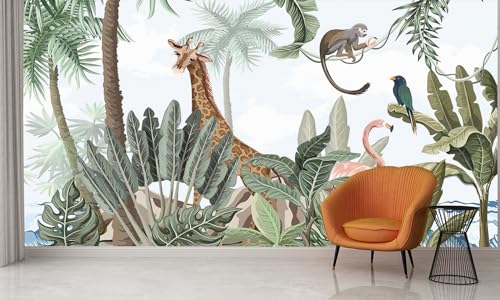 Audace Liberté Papier Peint Panoramique Jungle Animal Soie 355×250 cm Papier Peint Géant 3D...