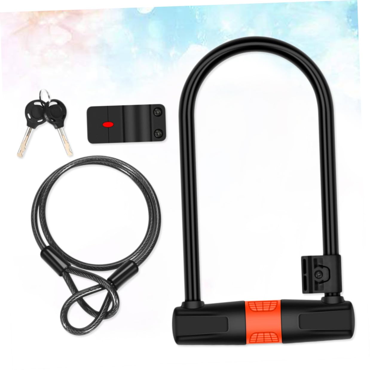 VICASKY Lucchetto Catena Antifurto per Bici Moto Cavo in Acciaio Legato Chiave Accessori per Mountain Bike Biciclette Elettriche Nero Arancione