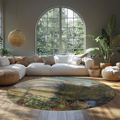 Tapete Redondo Estilo Claude Monet 3' Lavable Antideslizante miniatura 3