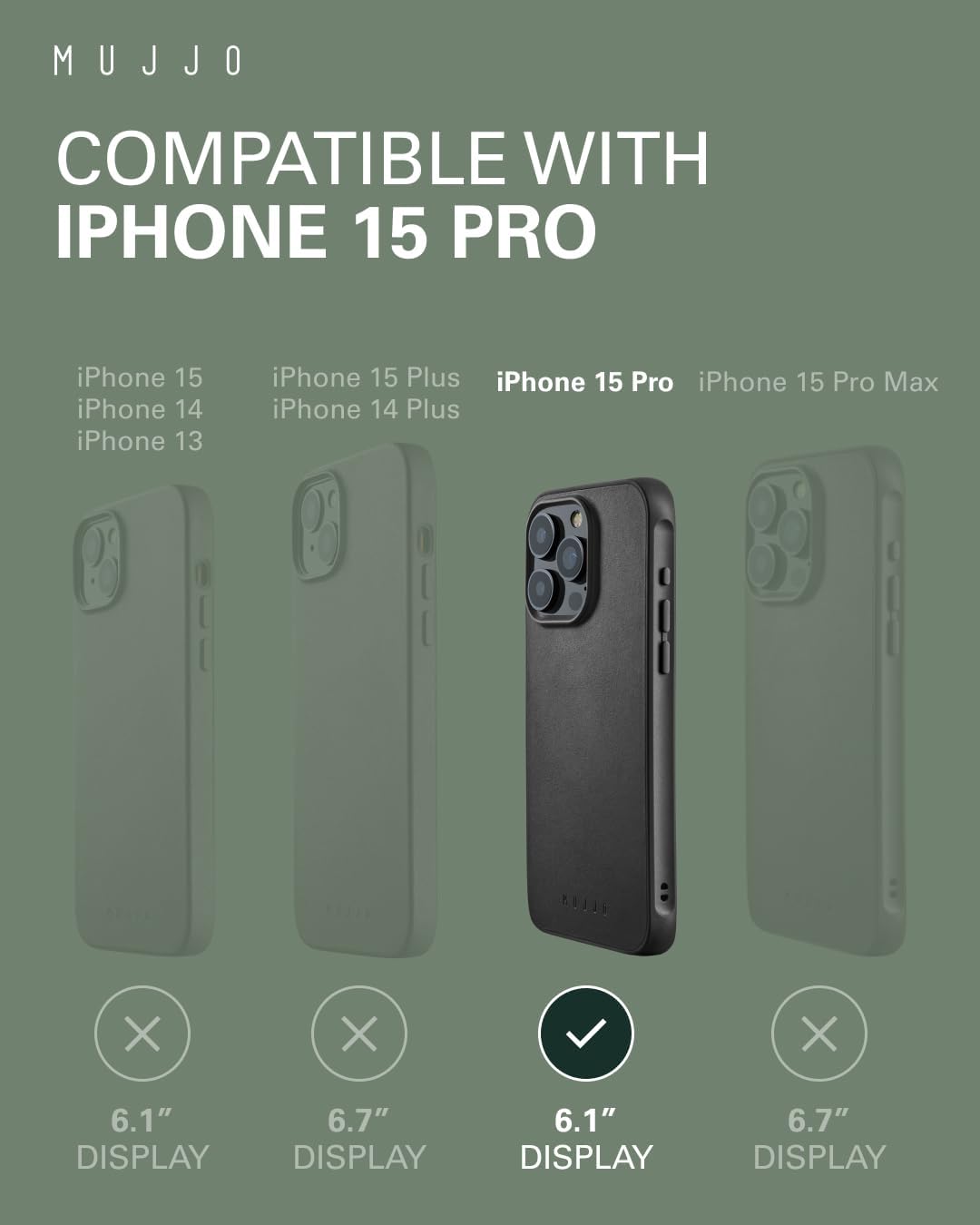 Mujjo Shield Leather Phone Case, Fits iPhone 15 Pro, Ultimate Impact Resistance, Premium European Leather Case - Image 4