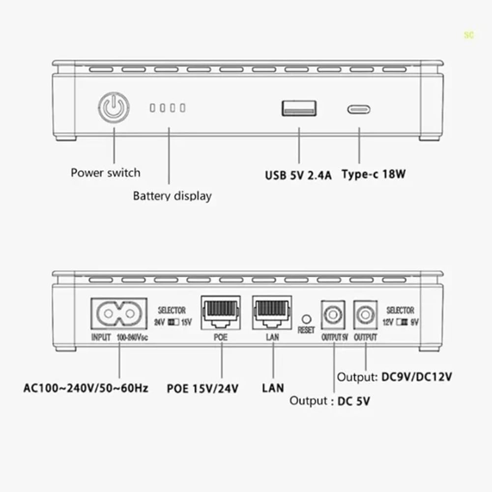 ups DC 10400mAh Rendimiento 5V