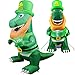 Camlinbo 4 Foot St. Patrick's Day Dinosaur Inflatable Decoration Outdoor Airblown LED Lighted Dinosaur with Irish Leprechaun Hats Holding Lucky Shamrocks Holiday Yard Lawn Decor