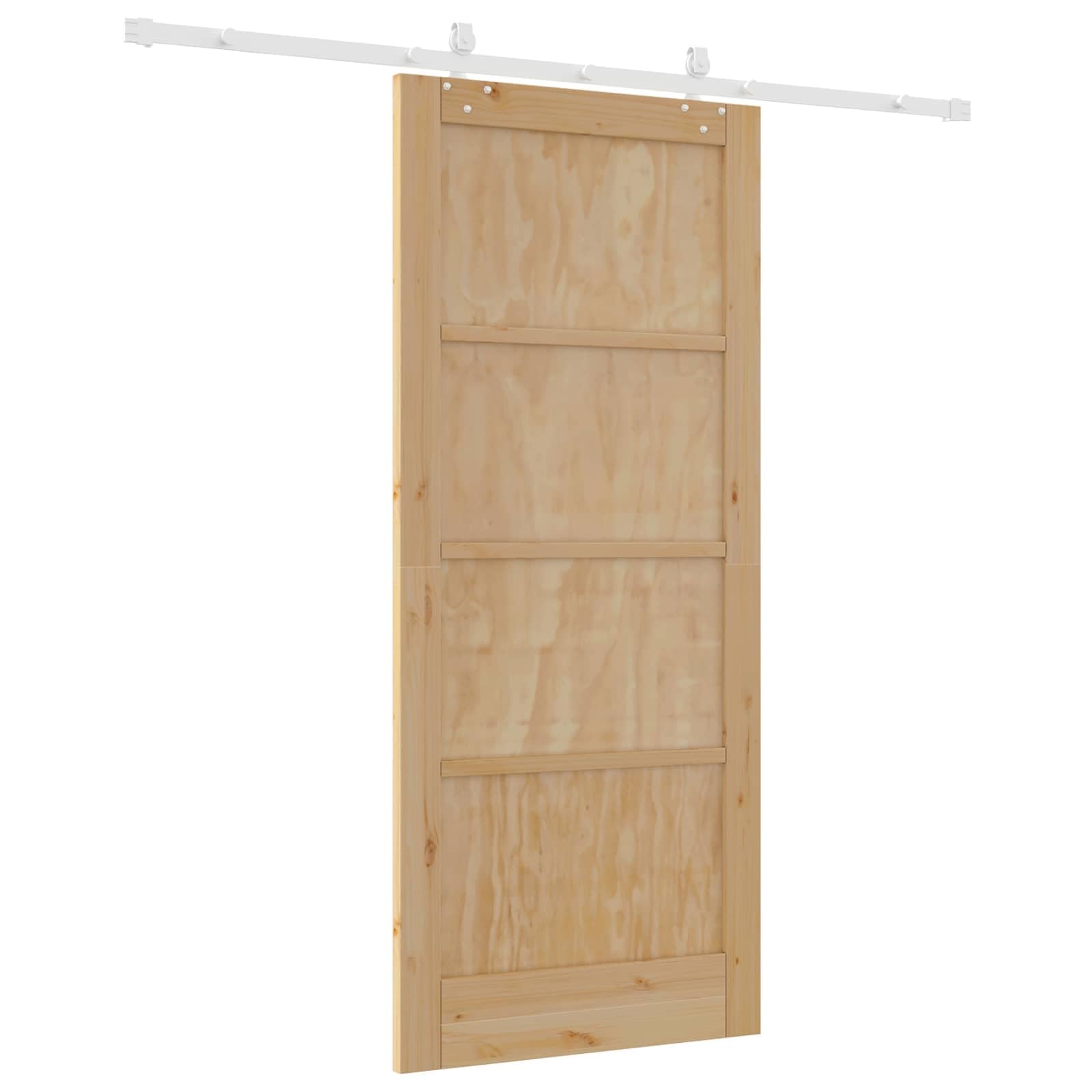 Drzwi przesuwne z drewna sosnowego, kolor naturalny, biały, 86 x 198,5 cm, z malowaną proszkowo stalową mechanizmem przesuwnym do wnętrz, oszczędność miejsca, ciche przesuwanie, montaż w