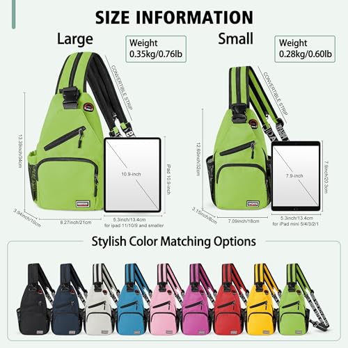 Image of Geestock Convertible Sling Bag for Women Men, Lightweight Crossbody Backpack Daypack Chest Bag Fit 10.9 inch Tablet for Travel, Sport, Hiking & Commute, Green, 8.27inx3.94inx13.39in