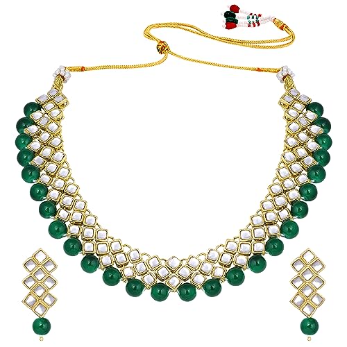 Image of Peora Kundan Faux Pearl Necklace & Jewelry Set Gift for Women