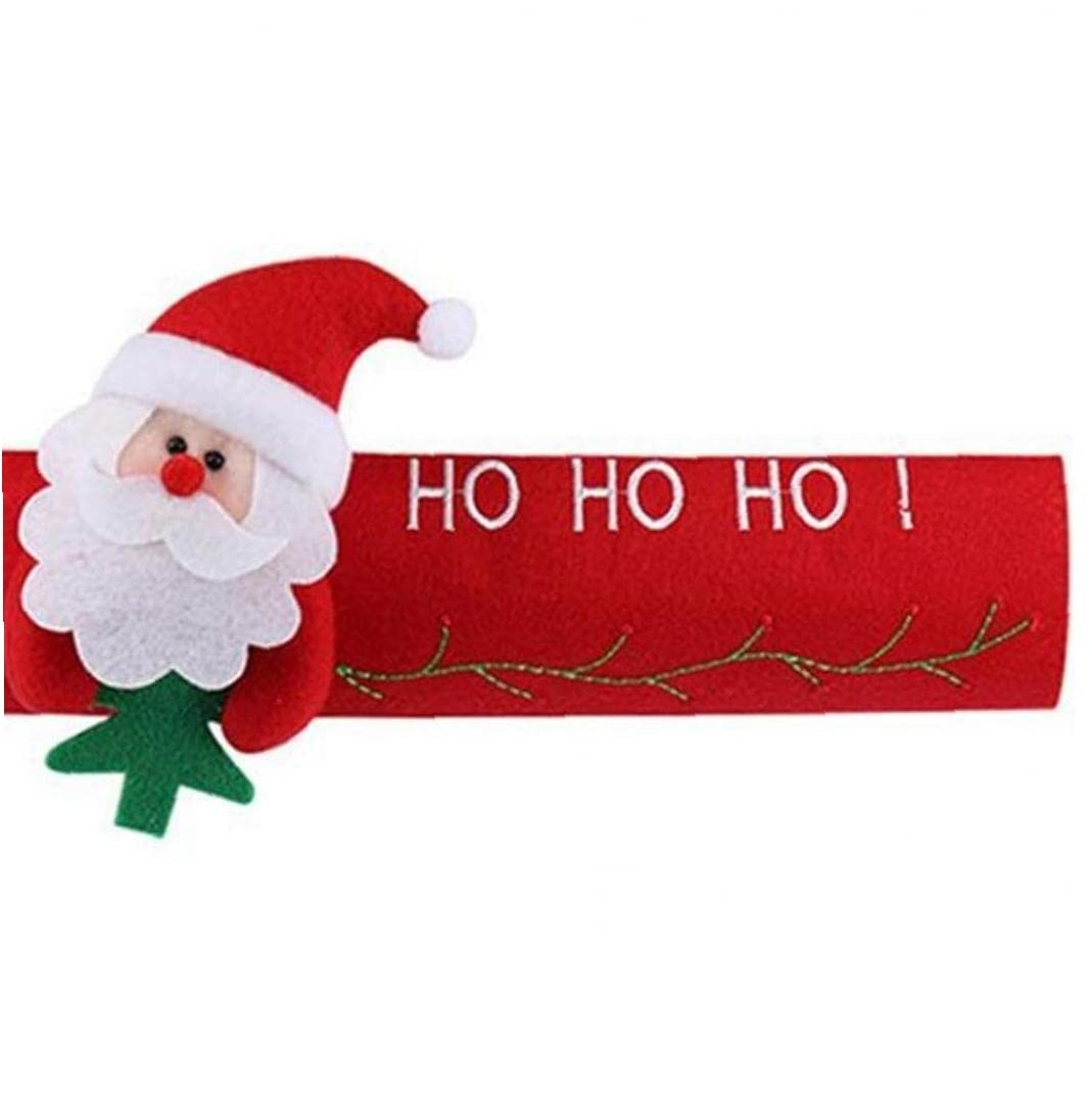 Froiny Christmas Refrigerator Door Handle Covers Santa Claus Microwave Oven Door Handle Cover Kitchen Appliance Decoration Supplies