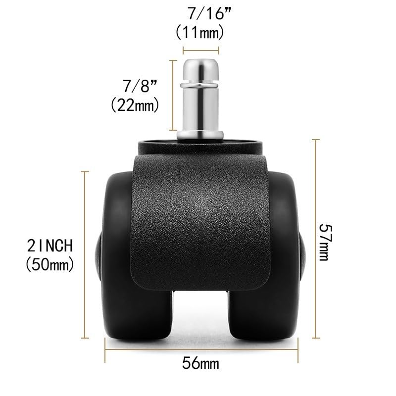 Kółka do fotela biurowego Silent Office Chair, 5 sztuk, 2-calowe kółka wymienne z miękkiej gumy TPR