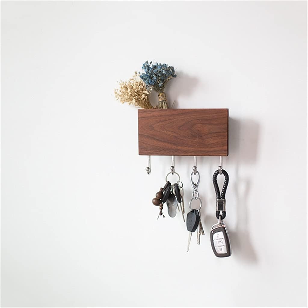 Key Rack Wall Hanging Door Key Hook Solid Wood Porch Living Room Storage Key Storage Rack (Color : A Size : 4 Hooks)