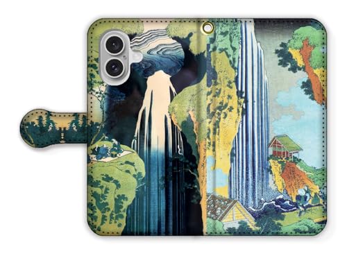 手帳型 iPhone17互換 スマホケース 【日本の名画】 葛飾北斎 諸国滝廻り ☆浮世絵☆ 北斎 滝 絵画 芸術 アート art (木曽路ノ奥阿弥陀ケ滝 木曾海道小野ノ瀑布)