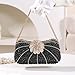 Faibiules Women's Fashion Rhinestone Beaded Evening Bag Flower Lock Clutch Handbag Black