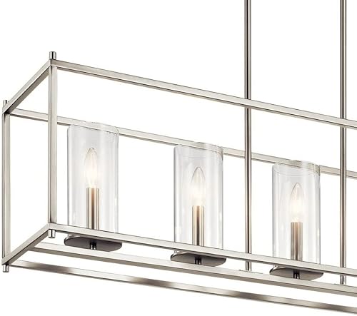 Miniatura 7 de Kichler Crosby - Lámpara de araña lineal de 13.75" con 5 luces y cristal transparente cromado cepillado níquel,Negro -,Bronce