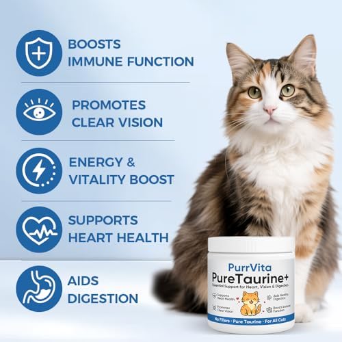 PurrVita Taurine for Cats, Pure Taurine Supplement Powder for Cats, Support Feline Vision, Heart & Immune, 200 Grams (1) — view 2