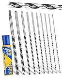 HIPULX 12” Extra Long Drill Bit Set, 10PCS Brad Point Drill Bits for Wood for Precise Woodworking with Laser...