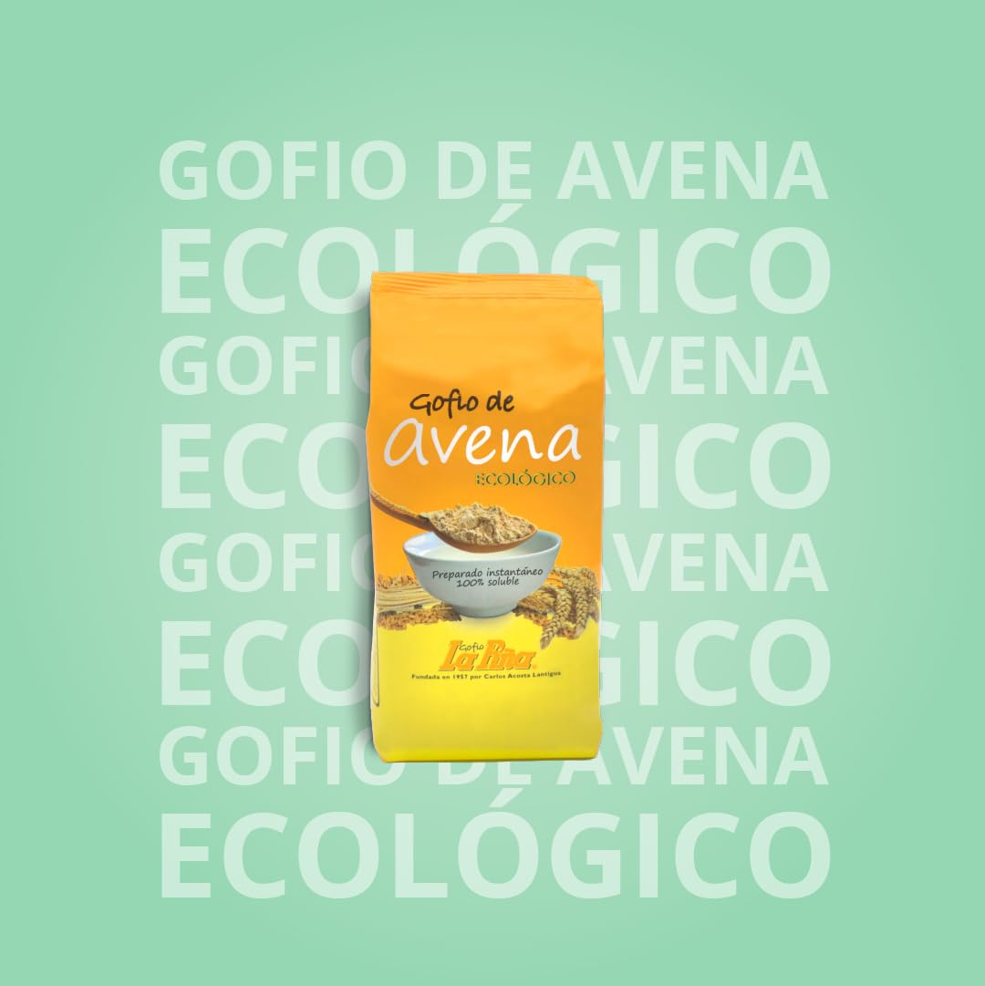 Gofio La Piña Gofio Canario de Avena Ecológico 450 g Harina tostada ecológica Sabor suave y textura fina Fuente de fibra y proteínas vegetales