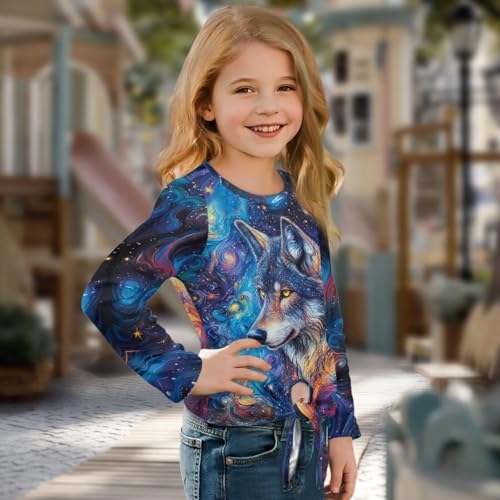 Long Sleeve Shirts for Girls Cute Trendy Tee Shirt Casual Tie Front Tops Kids Fall Clothes 5-12Y3