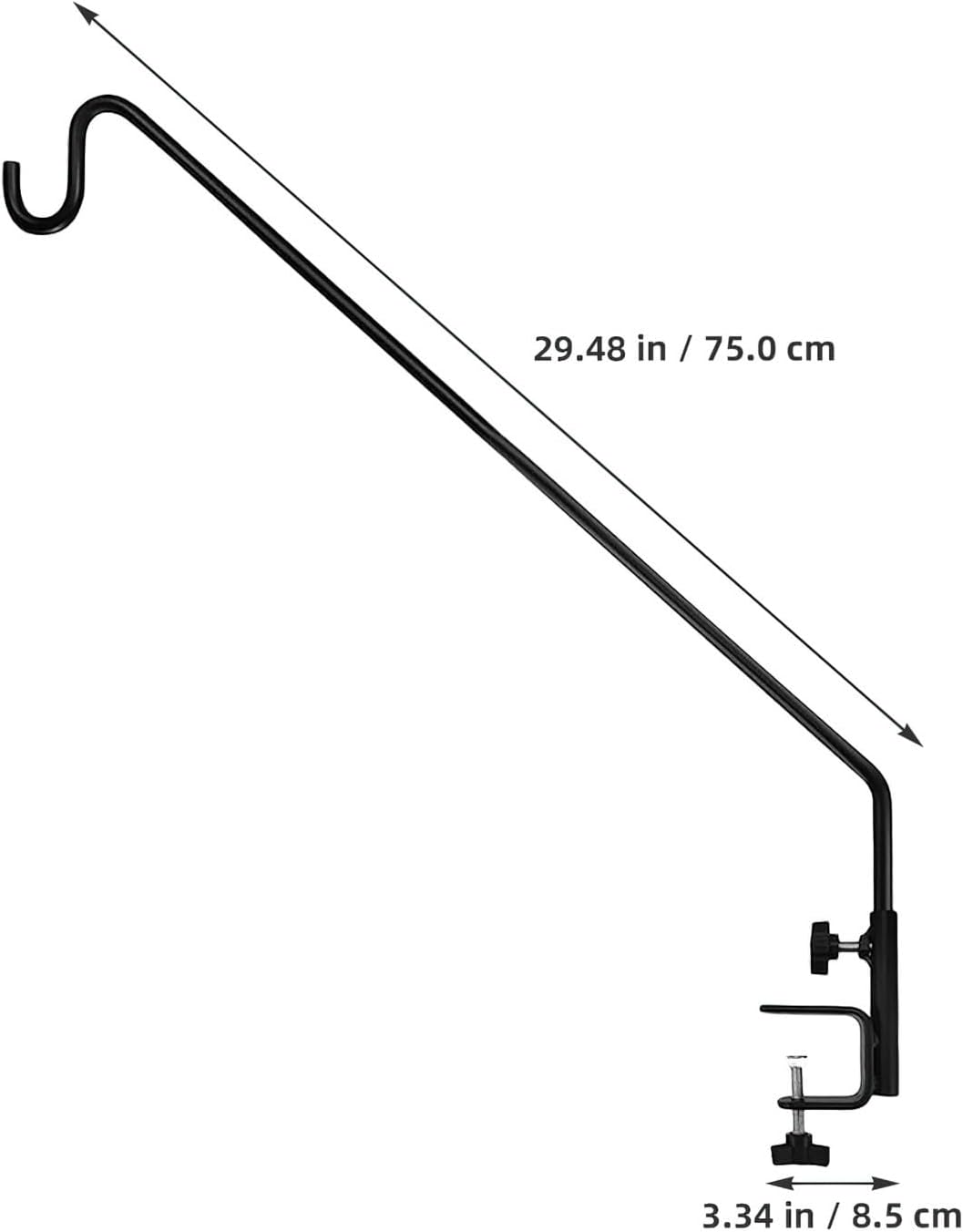 Milisten Heavy Duty Adjustable Shepherd Hook 30in Deck Rail Bird Feeder Hanger Outdoor Pole for Hanging Plants and Feeders on Deck Railing