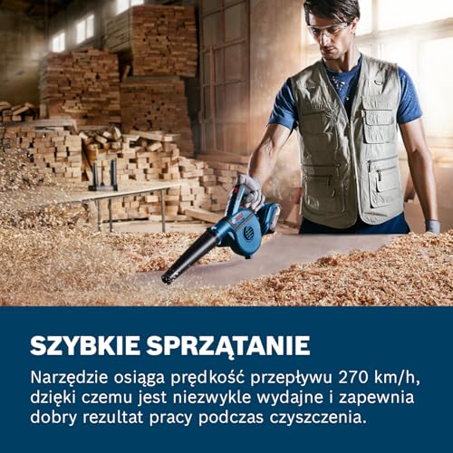 Bosch Professional system 18V: akumulatorowa dmuchawa GBL 18V-120 (prędkość przepływu powietrza do 270 km/h)