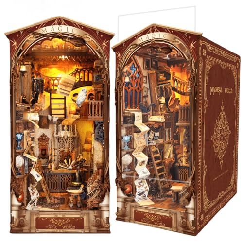 KingStora Magic Book Nook - DIY Assembly Model, Multiple Theme Styles Available Wizard Bookends for Adults (Magic World)