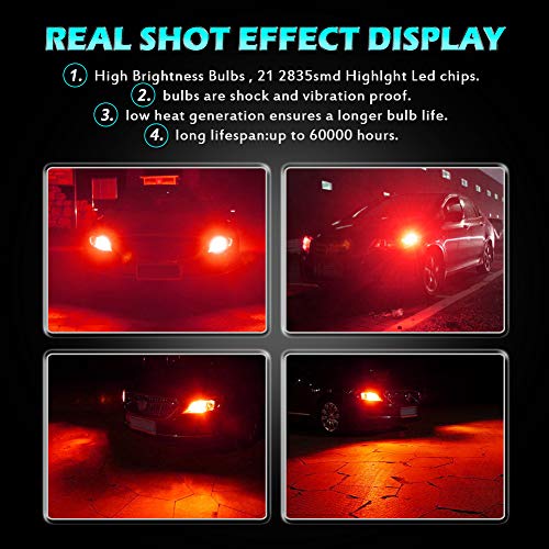 Katur 1156 Ba15S 1141 P21W 7056 Led Bulbs High Power 2835 21 Chipsets Super Bright With Projector Replacement For Tail Lights Brake Lights Turn Signal Lights,Brilliant Red (Pack Of 2) #TOP6