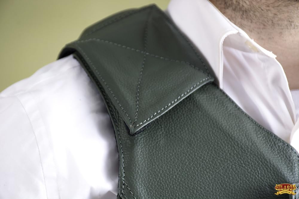 Snapklik.com : Safety Bull Riding Vest Protective Leather Hunter Green ...