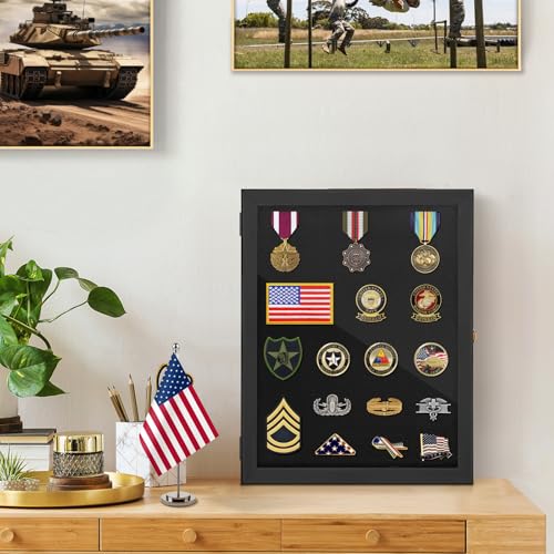 WELIDAY 16x12 Pin Display Case Pin Collection Display Case with 98% UV Protection Acrylic Door for Military Medals, Jewelry Pins, Pin Gift, Insignia Ribbons, Beach Tags, Pin Collectibles - Thumbnail 7