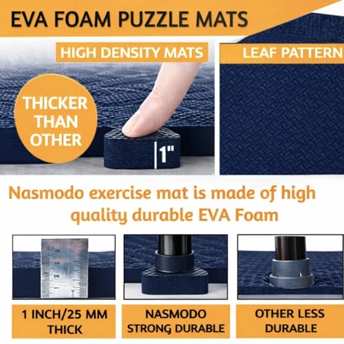 Image of 1 Inch /25mm Gym Floor mat Rubber for Heavy Workout Puzzle Floor mat for Home Exercise, Gym Equipment mat Interlocking Eva Foam Flooring Rubber Tiles Yoga, Kids Gym Mats for Floor